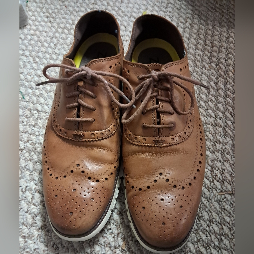Cole Haan ZERØGRAND Remastered Wingtip Oxford Mens 11M Brown Casual Dress Shoe